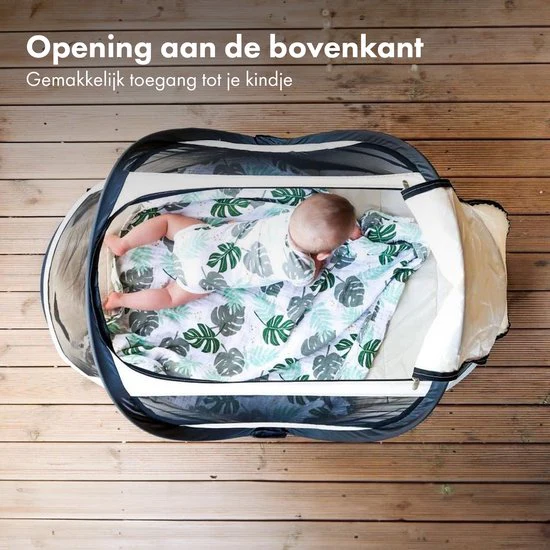 BabyBox – namiot dla niemowląt, łóżeczko turystyczne + bawełniana kołderka – kolor kości słoniowej - Image 6
