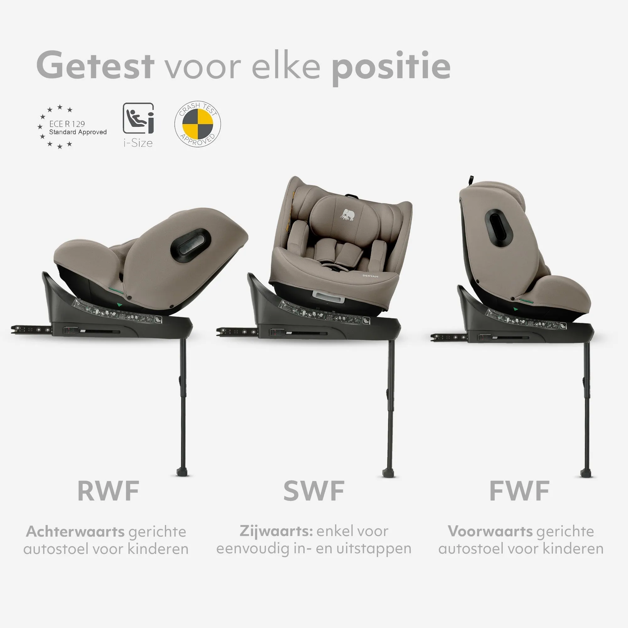 Fotelik samochodowy Carly Luxe i-Size – 0–36 kg – Isofix + noga stabilizująca – obrót o 360° – kolor Truffle Nougat - Image 6