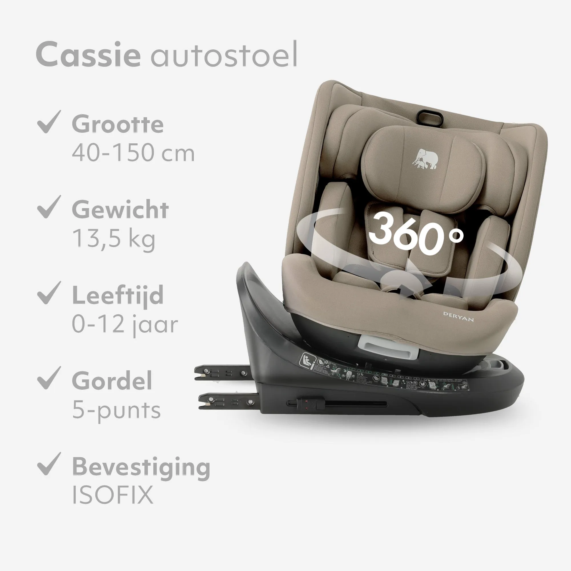 Fotelik samochodowy Cassie Luxe i-Size/i-SIX 360° 40–150 cm – 0–36 kg – Truffle Nougat - Image 6