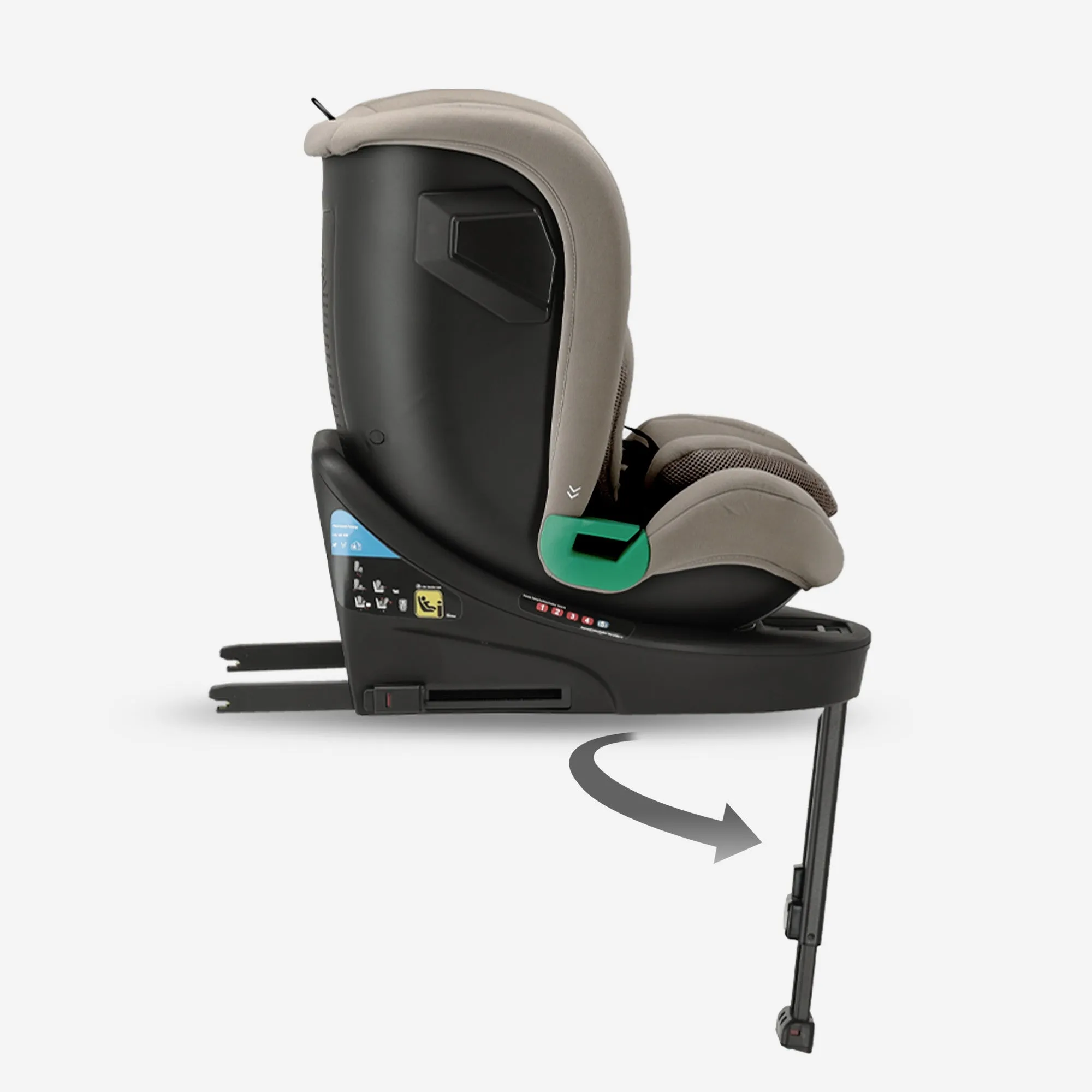 Fotelik samochodowy Chase Luxe i-Size/i-SIX 360° z podpórką, 40–150 cm – 0–36 kg – Truffle Nougat - Image 9