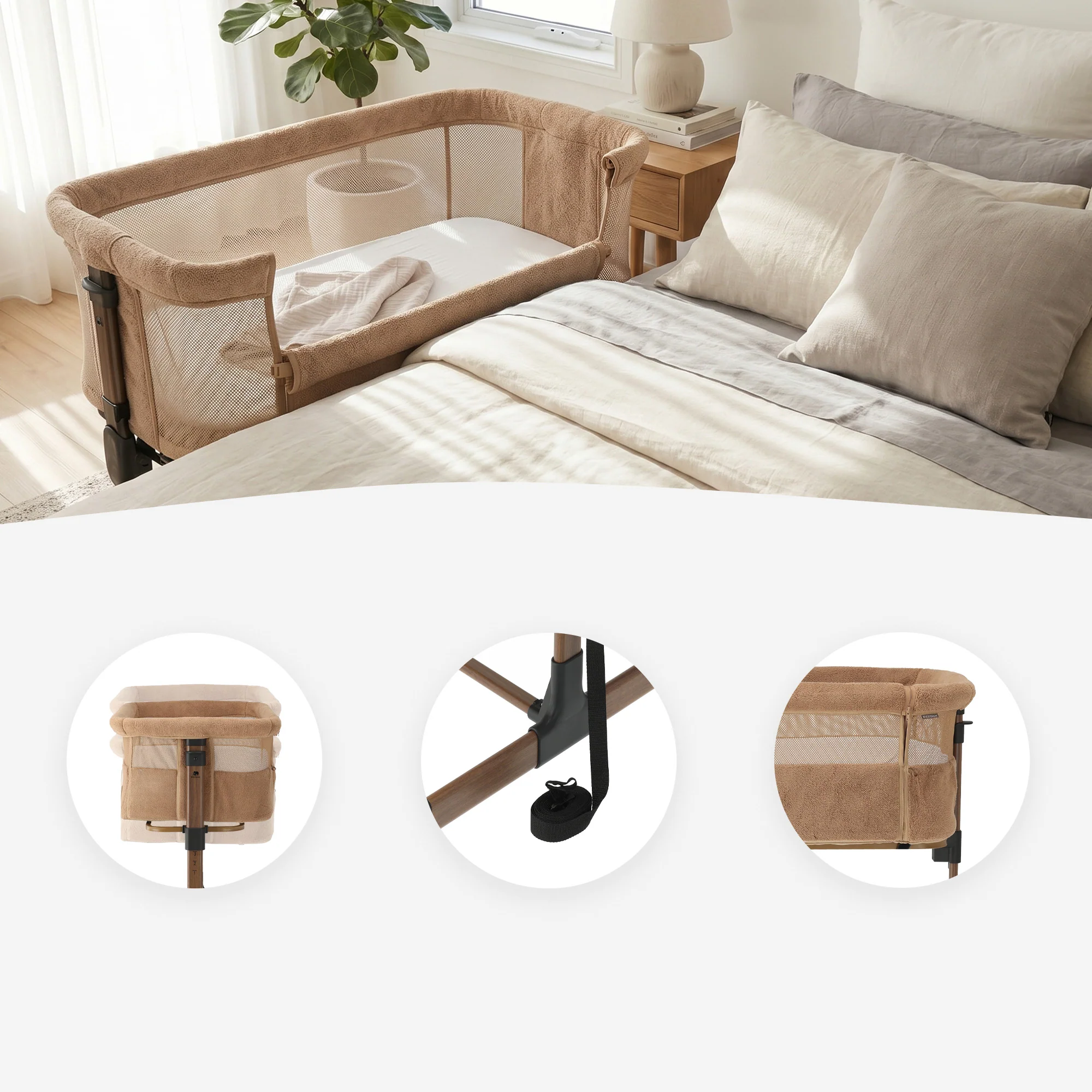 Łóżeczko do spania z dzieckiem Snoozy – Teddy Brown - Image 6