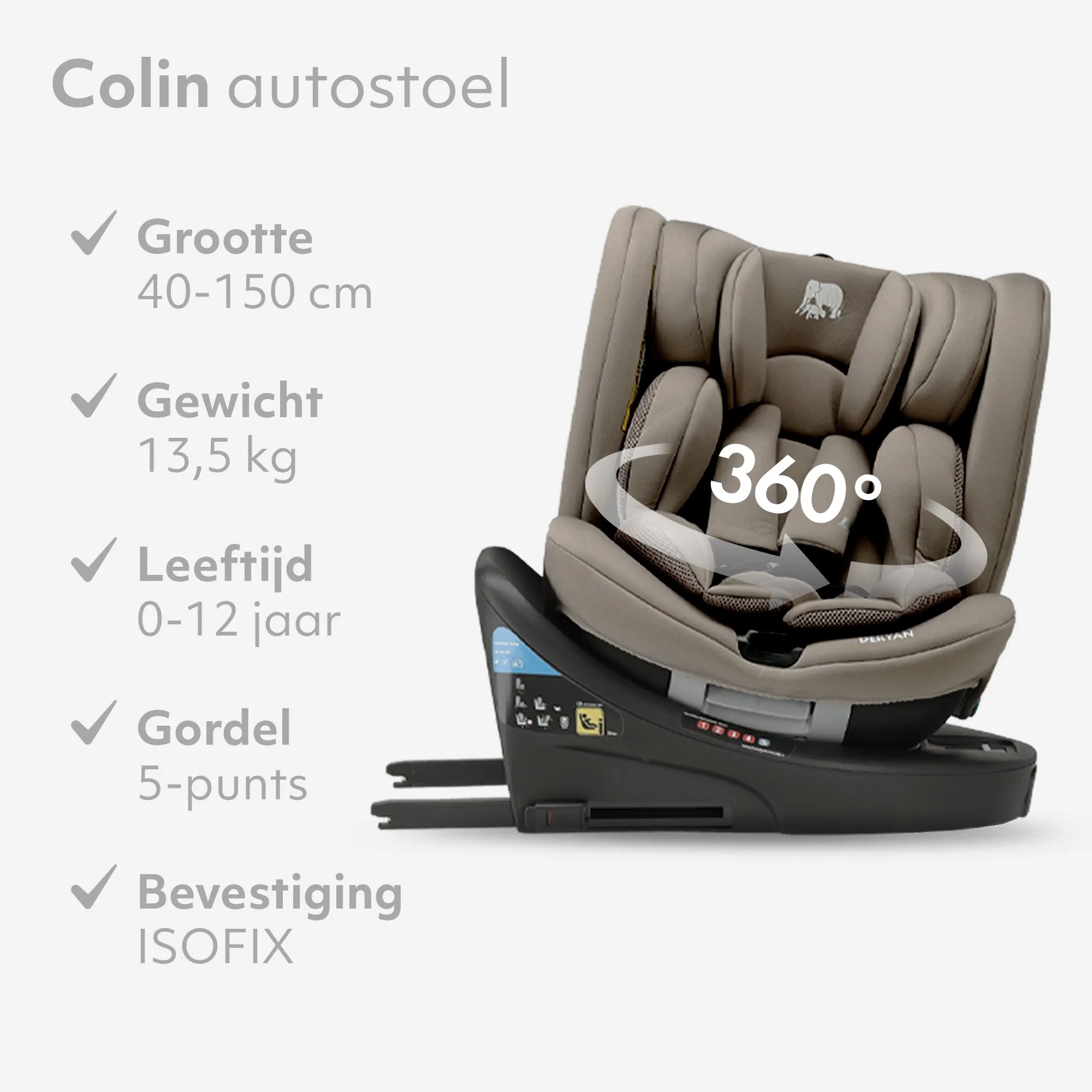 Fotelik samochodowy Colin Luxe i-Size/i-SIX 360° 40–150 cm – 0–36 kg – Truffle Nougat - Image 4