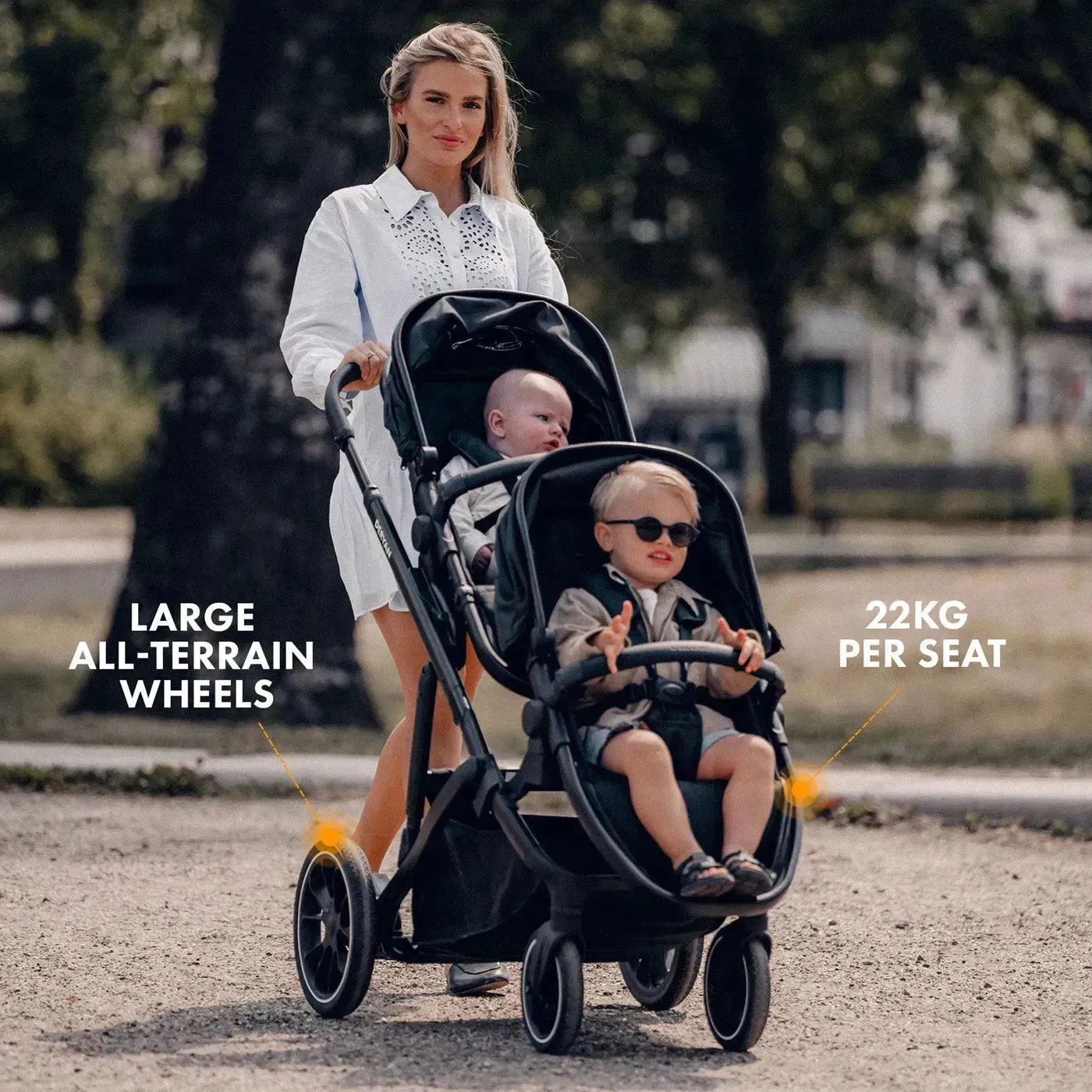 Wózek dziecięcy Evy² Duo, czarny, dwusiedzeniowy - Image 7