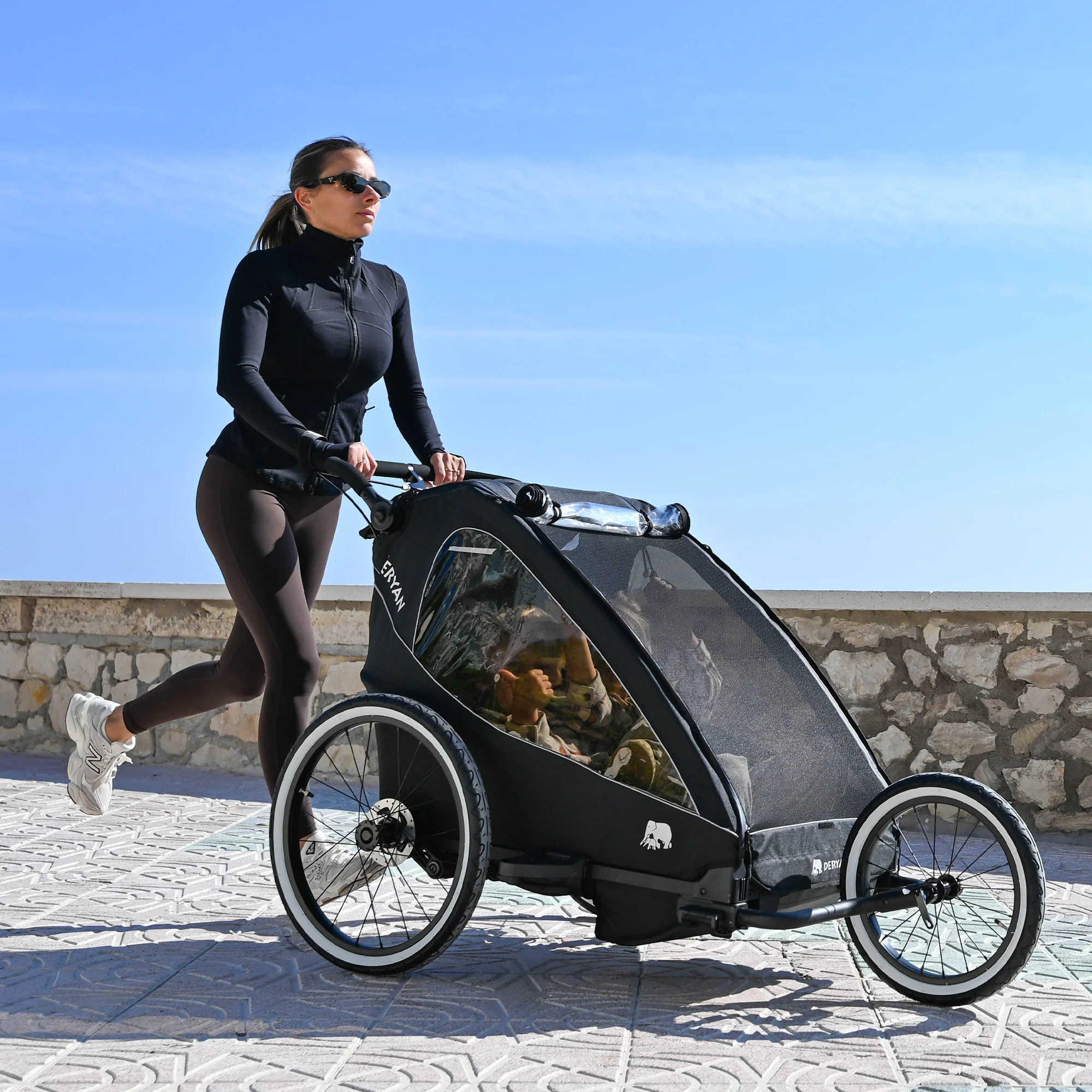 Luksusowy wózek rowerowy V2 – wózek spacerowy – wózek do biegania Czarny - Image 4