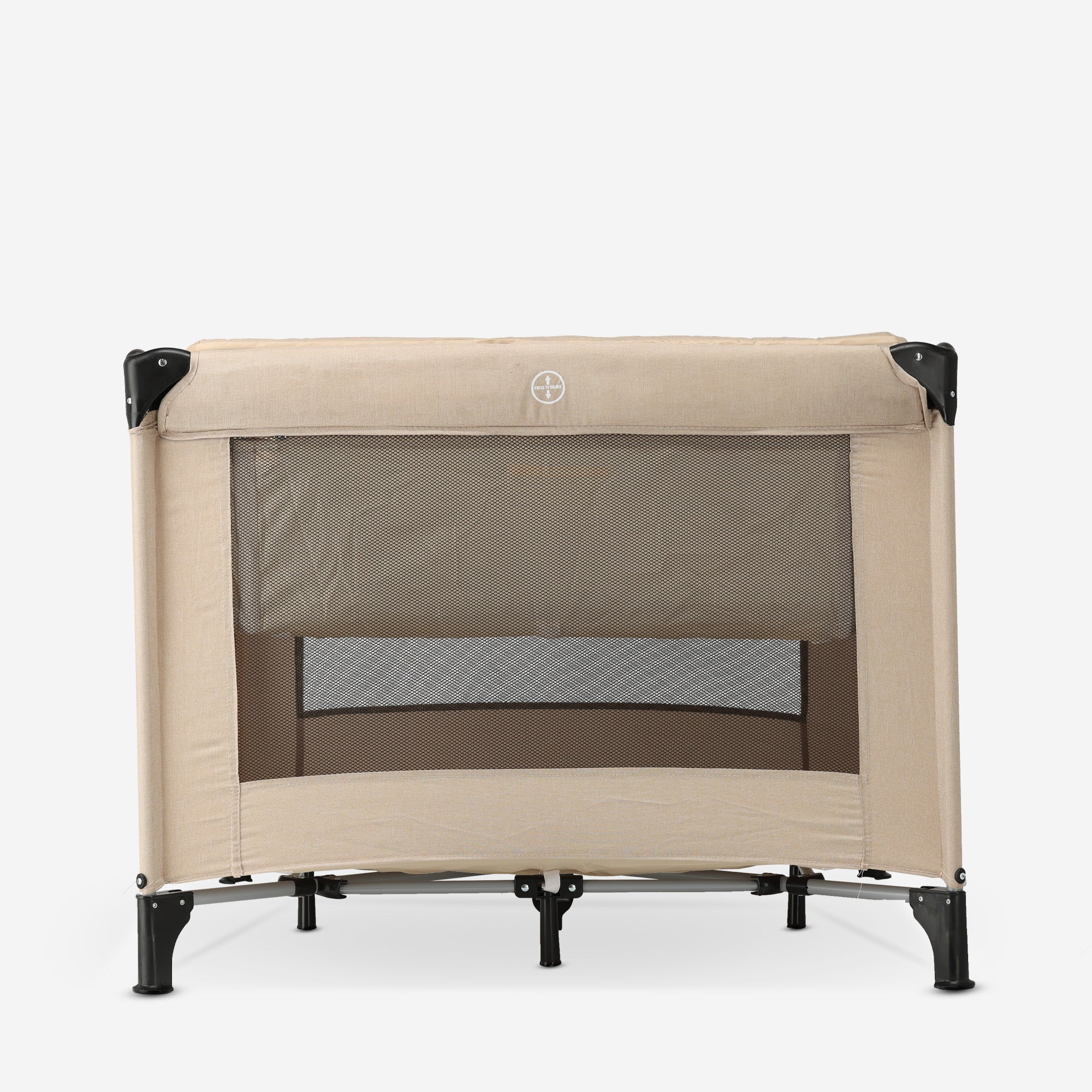 Składany kojec dla dzieci 100 x 100 cm – z podkładką do przewijania – kolor nougat - Image 5