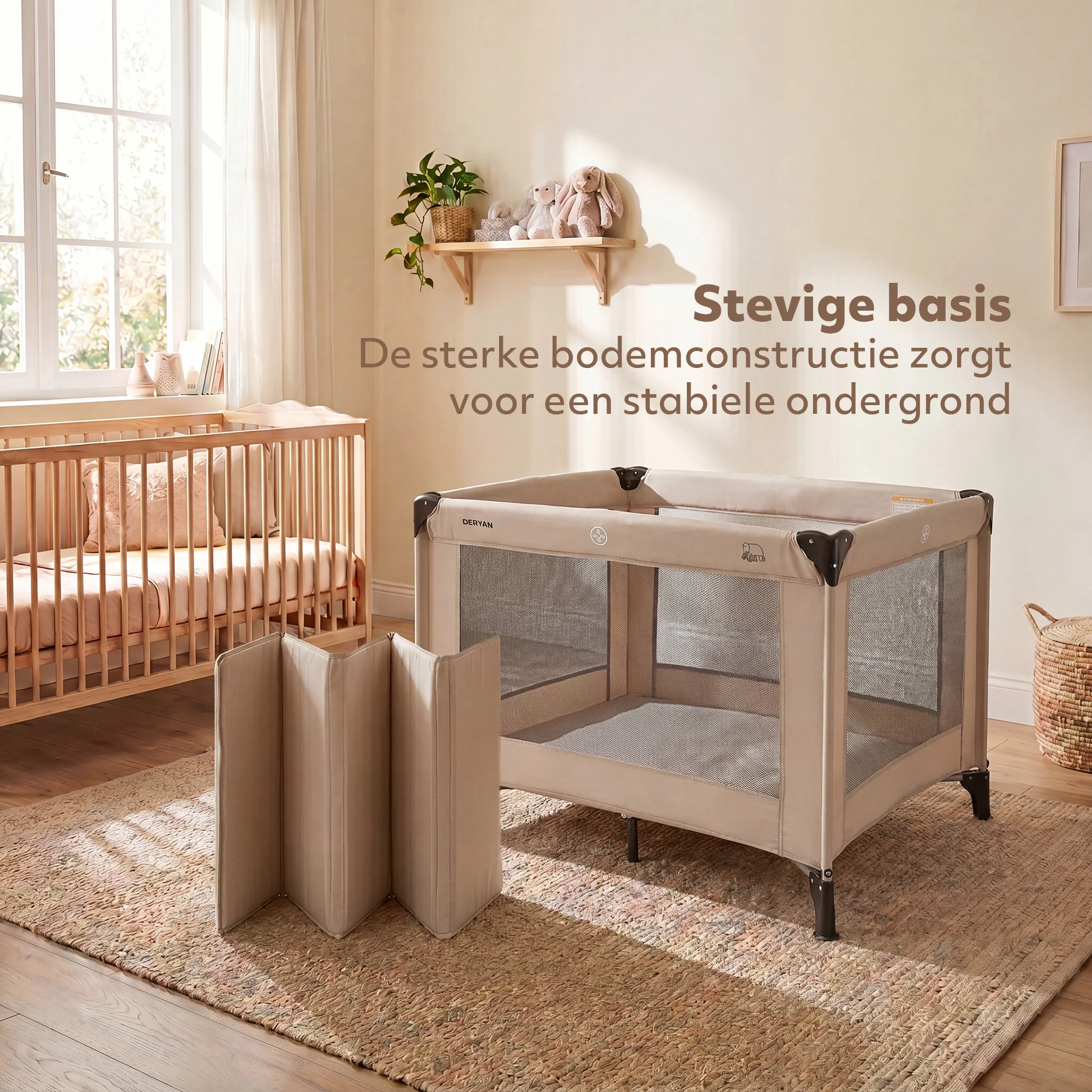 Składany kojec dla dzieci 100 x 100 cm – kolor nougat - Image 6