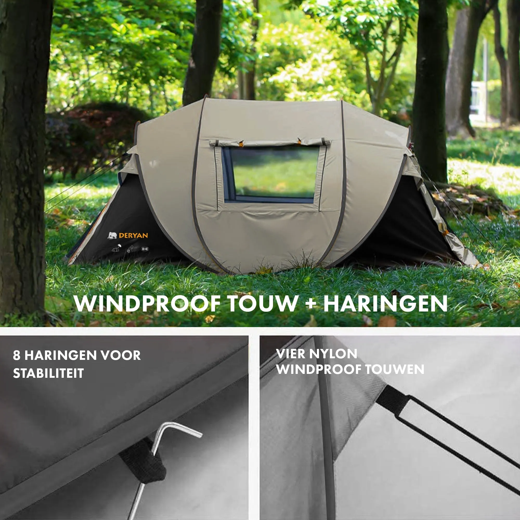 Namiot Pop Up Luxe - wodoodporność 5000MM - Beżowy - 4-osobowy - Image 7